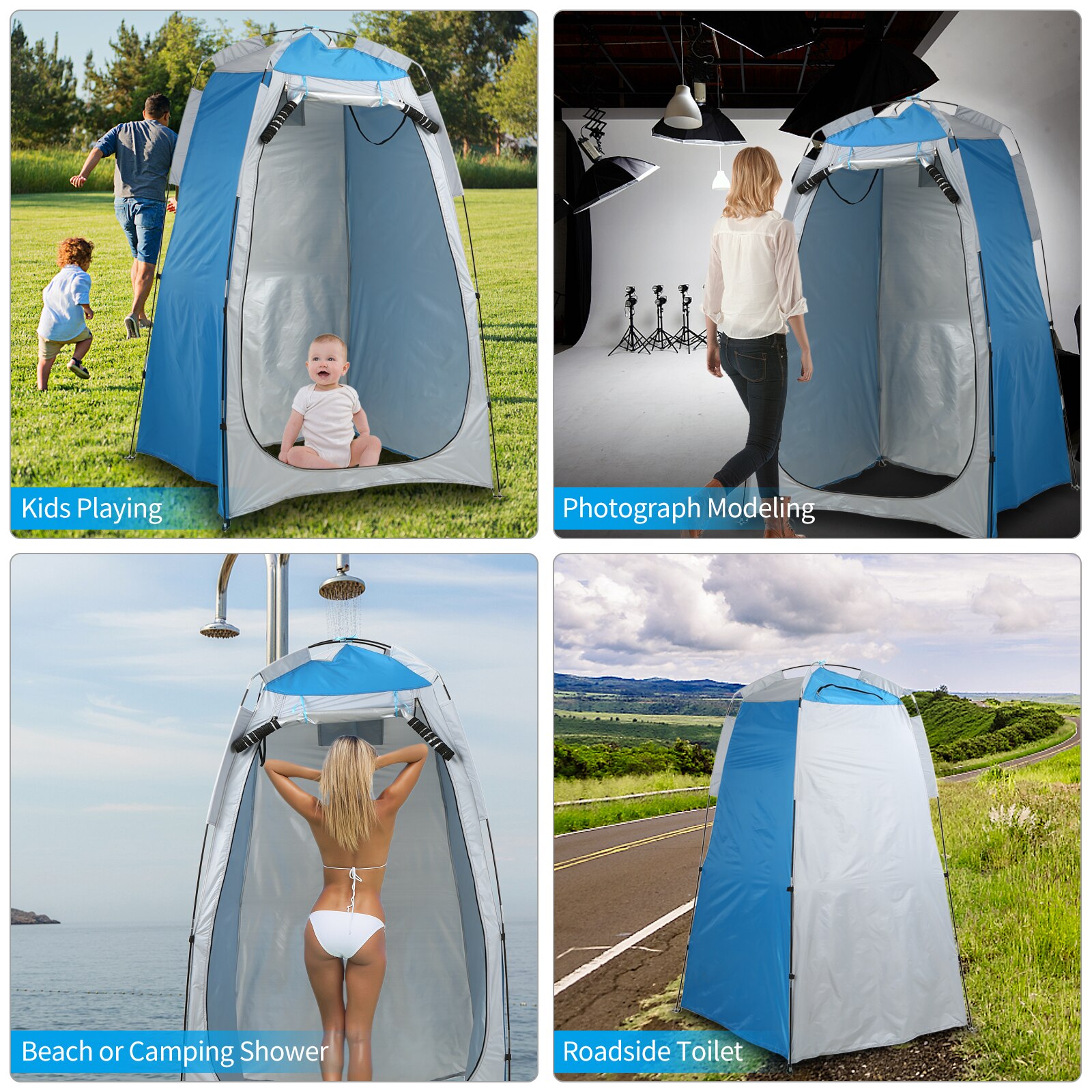 Cheap Goat Tents Portable Outdoor Shower Tent Camping Beach Shower Toilet Changing Tent Privacy Shelter Tent Fitting Room Shelter with Window Tents 